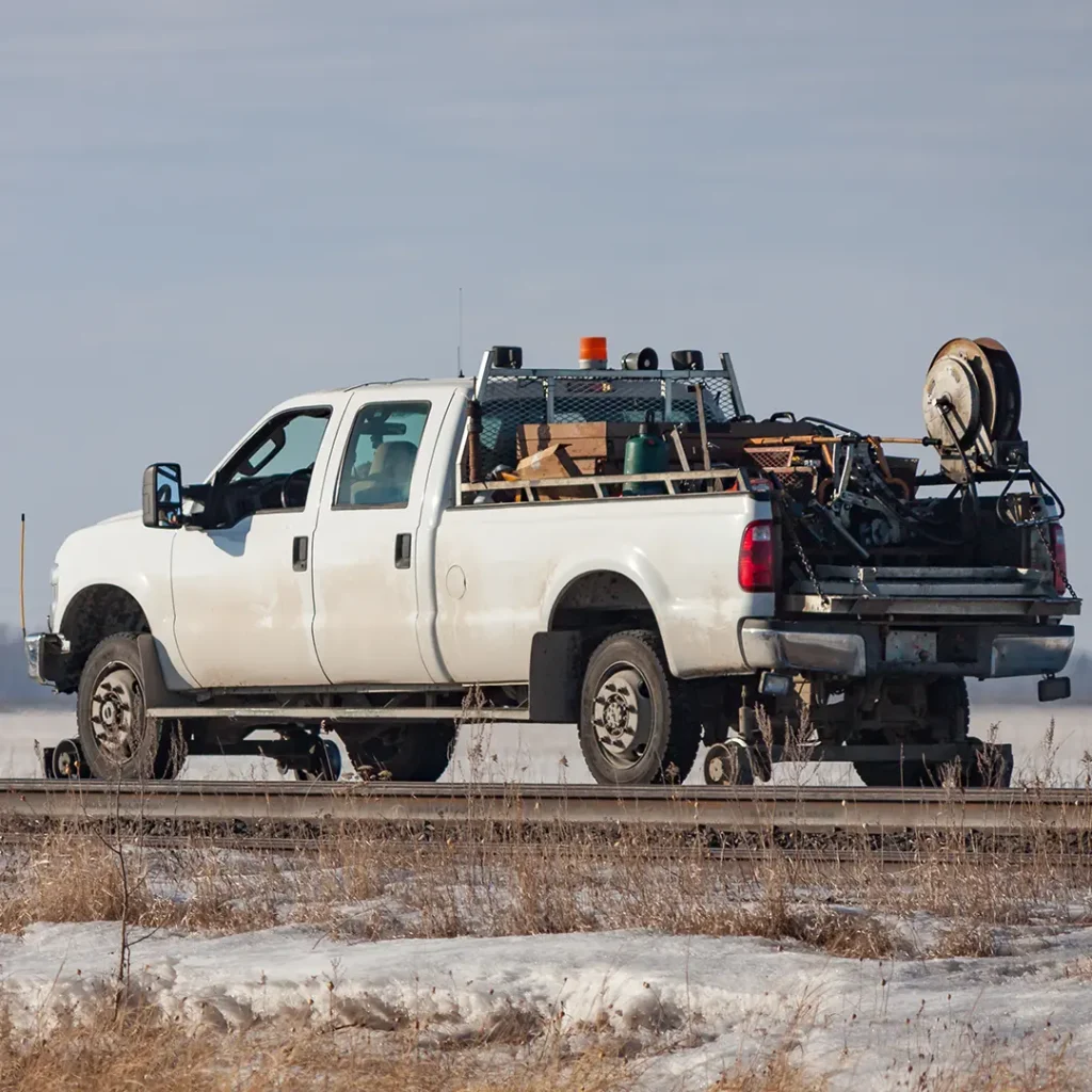 Hi-Rail vehicle on the tracks